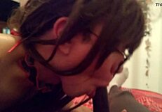 Lick the tongue of amateur tranny with small boobs