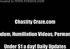 Femdom humiliation: Your pleasure is locked up by chastity device