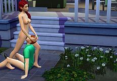 The open air provides a girl with a surprise blowjob
