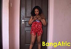 Black teen shaking her big chest and having big boobs