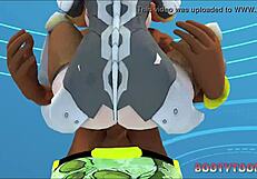 See Mercy’s big round behind shake when she receives a big black cock in this animated sex video