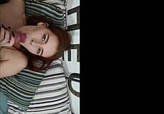 Blowjob from a young amateur to a huge cock