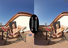 Tiny tits girl Sarah Kay masturbates in VR