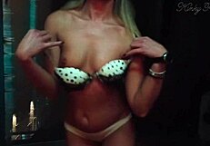 Blonde amateur exposes her xxx and gets hand on herself in hotel room