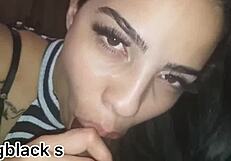 A couple enjoying a home alone session at close range oral and oil