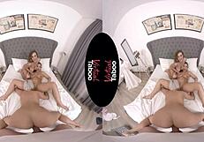 Eternal threesome sex xxxx fuck and suck: carl adler big ass blonde get sucked off in 3some VR video