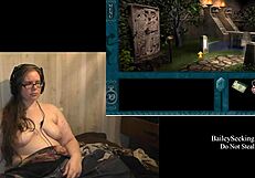 Gamer girl shows her big boobs and her tattoos in part 1