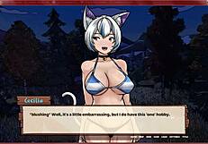 Busty blonde gets a massage and breeding in this game