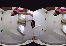 Jessica Red’s fapping while licking alone in VR