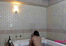 A latina woman and her man have sex and naked tits and big ass in the water