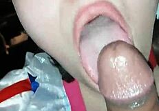 Buxom blonde gives her girlfriend a strong blowbang