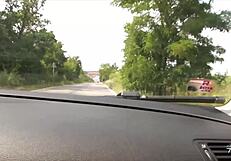 Lesbian sex with a brunette babe, she sucks a cock and fucks a big dick out in the open