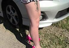 Lealani’s small breasts and buttocks are groped when she is restrained and spanked