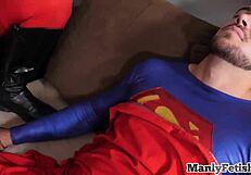 Gay fetish video: slim, curvy and provocative cosplayer strips naked, challenges a muscular dominant top to hardcore anal sex