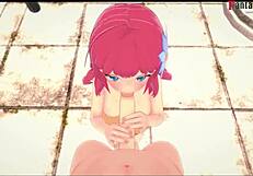 Live outdoor POV cum on face and blowjob of Redhead Dola Stephanie in anime way