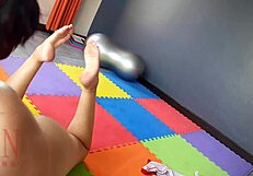 Regina Noir shows workout moves much to flexing her remarkable figure in a she red crop top leotard. This video might be her first entry into the sphere of rather obvious fitness lovers