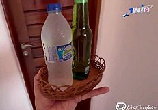 A nasty amateur brunette with a hostel stud has a cum shot to the face