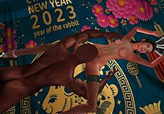 Huge cartoon interracial bang with year of the rabbit tags