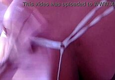 Spreading for big cock juiced Latina fitting her pussy with hands and mouth and getting it filled with spunk