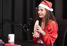 Jujube strip seducing in a pretty lingerie and blowjob on the big dick – Christmas special