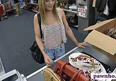 A stupid sex-female / Slag, who wears glasses, has sex with a man with a chess piece