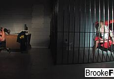 Watch this hot hardcore scene with Brooke Brand Banner playing both the officer and the prisoner