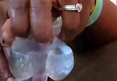 Anal play at home indulged by African-American woman