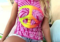 Vanessa Cage strips and goes down on a man before swallowing a large dick load in POV