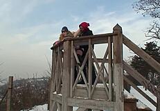 Euro teenage with small breasts having fun with outdoor sex