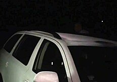 Caucasian slender-haired women engage in unprotected sex with strangers while are in cars