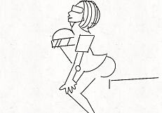 Cartoon series of a lonely girl splashing water and becoming rather wet