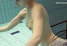 Blonde bombshell's steamy underwater striptease and the skinny dipping antics too
