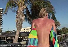 Florida teen who grew up with small breasts loves posing naked outside, including at the beach