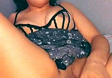 Latina cums hard with creamy dildo play
