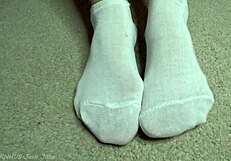 Hey babe, how’s this footjob in white socks feel on your huge cock?