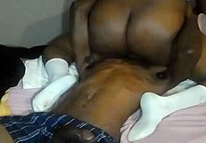 Black female orgasming on a man’s face