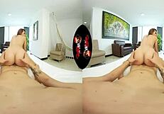 Porn star Vr couples with Vrlatina stripping off her clothes and acting love making movesfstream Integration