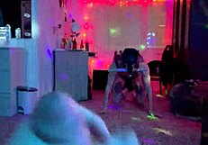 Young husband with two cocks f*cks his lady friend in a dog outfit