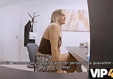 European office babe video shows big tits and shaved pussy