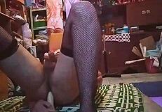 From amateur transgender & dildo is used for anal play
