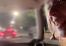 Outdoor lust with a big breasted wife who likes riding and flashing her goodies