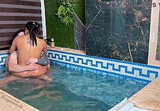Old men licked my cousin and I some more by the pool as my parents left us home alone
