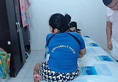 I talk my sister into striking some positions while my husband masturbates on her feet