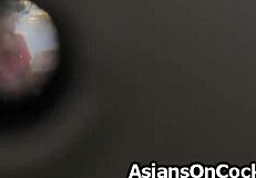 Two obscene males sexually attack an Asian food delivery lady for a hot and wet fuck