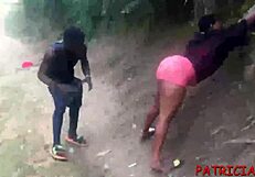 An African XXX amateur porn teenage boy having sex with Ebony pornstar Patricia in a car on the side of the road