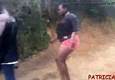 An African XXX amateur porn teenage boy having sex with Ebony pornstar Patricia in a car on the side of the road