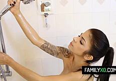 The hot and spicy Latina Doll transforms her passion for her stepsaul on the bathroom sink; then she enjoys undoubtedly pleasure