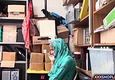 cute shoplifter in hijab bent over and fucked rough