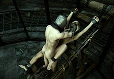 Stripper girl bound blonde vampire in 3D Skyrim porn