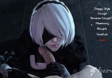 Sexy and Violent Nier Automata 2B and A2 That Go Into Naughty Mode – 3D Hentai Game